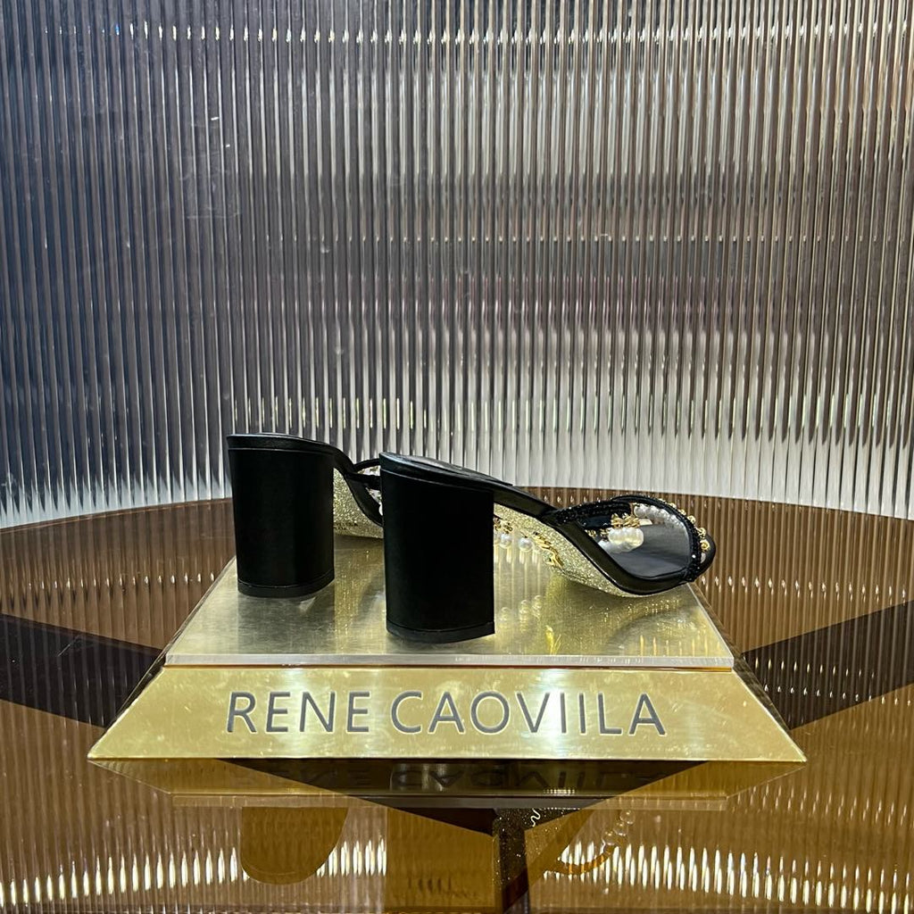HIGH 95 MM BLOCK HEEL SANDAL IN BLACK GRAINY PEARLIZED LAMBSKIN
