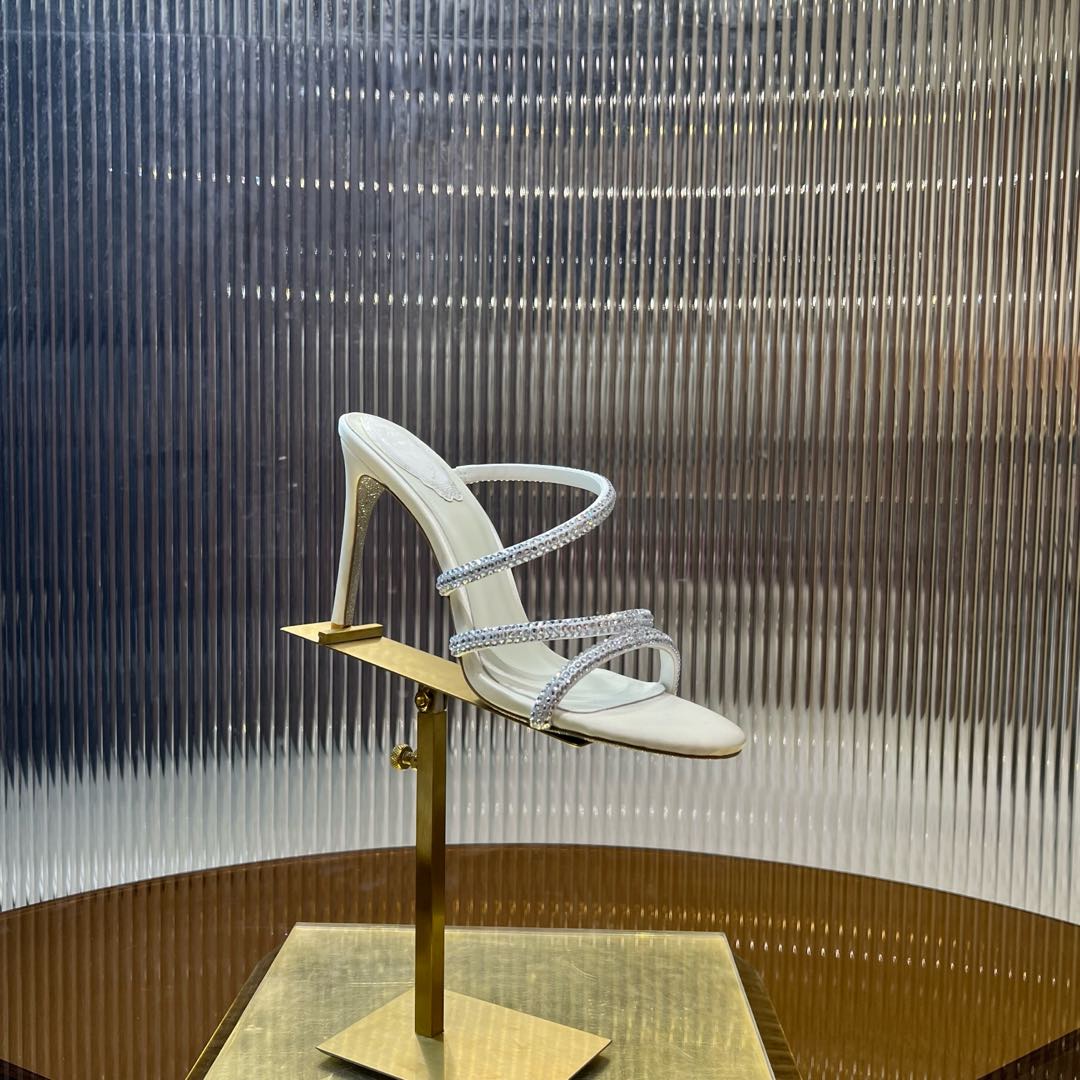 CLEO WHITE SANDAL WITH CRYSTALS 95 MM
