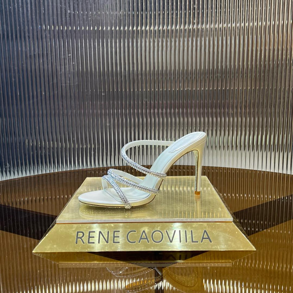 CLEO WHITE SANDAL WITH CRYSTALS 95 MM