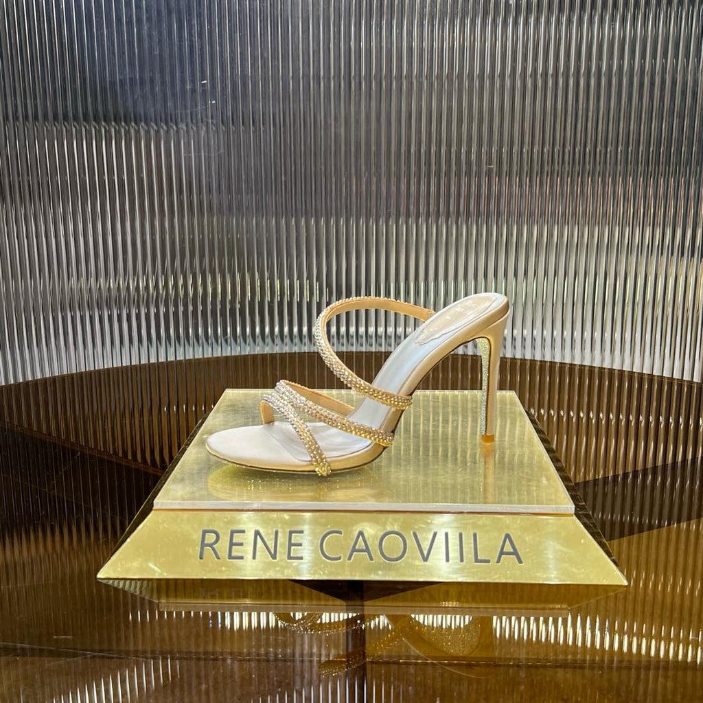 CLEO GOLD SANDAL WITH CRYSTALS 95 MM