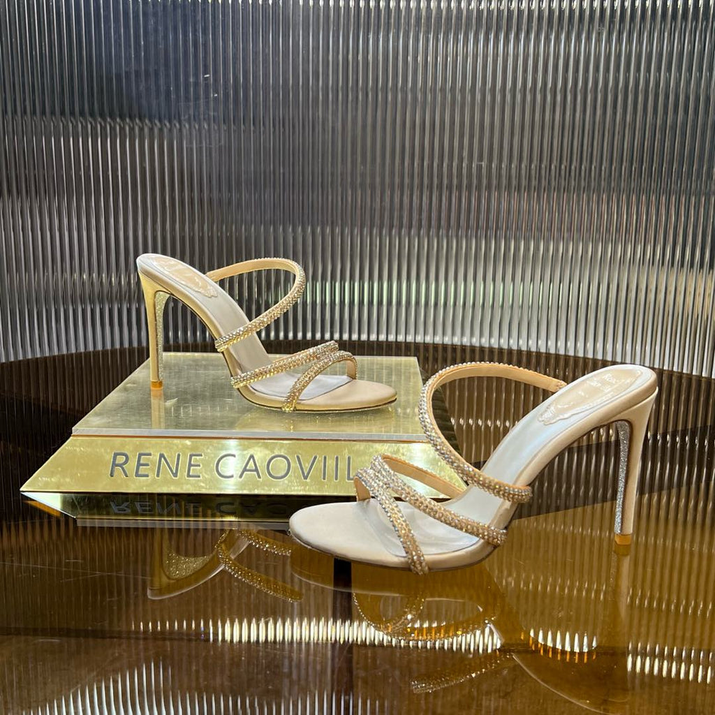 CLEO GOLD SANDAL WITH CRYSTALS 95 MM