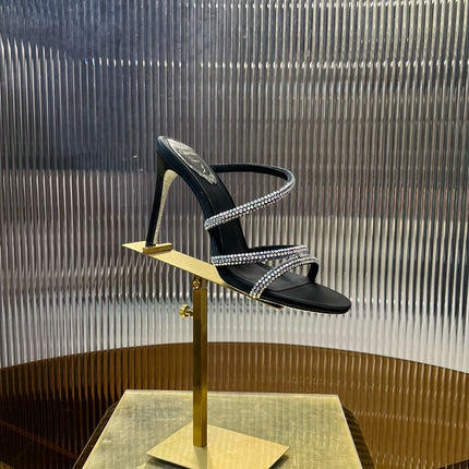 CLEO BLACK SANDAL WITH CRYSTALS 95 MM