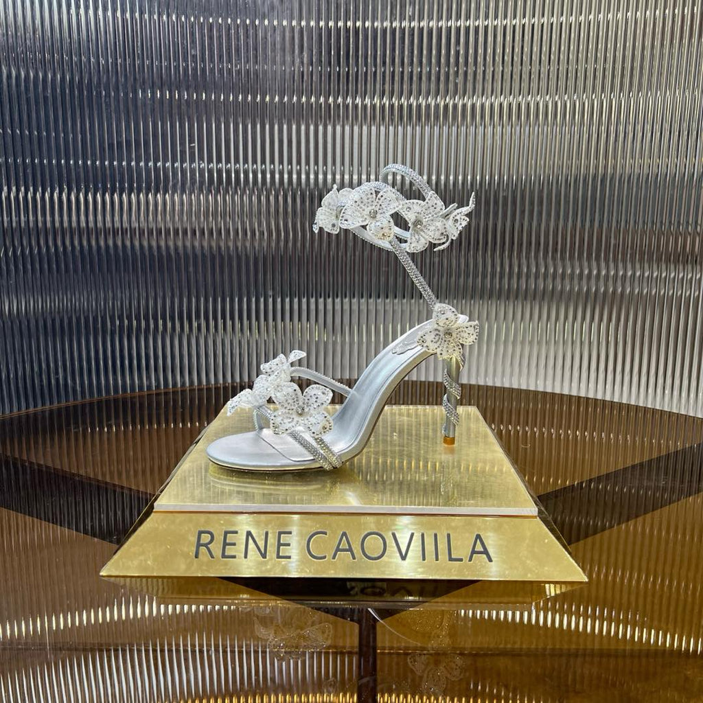 MARGOT WHITE SANDAL WITH FLOWERS 95 MM SILVER