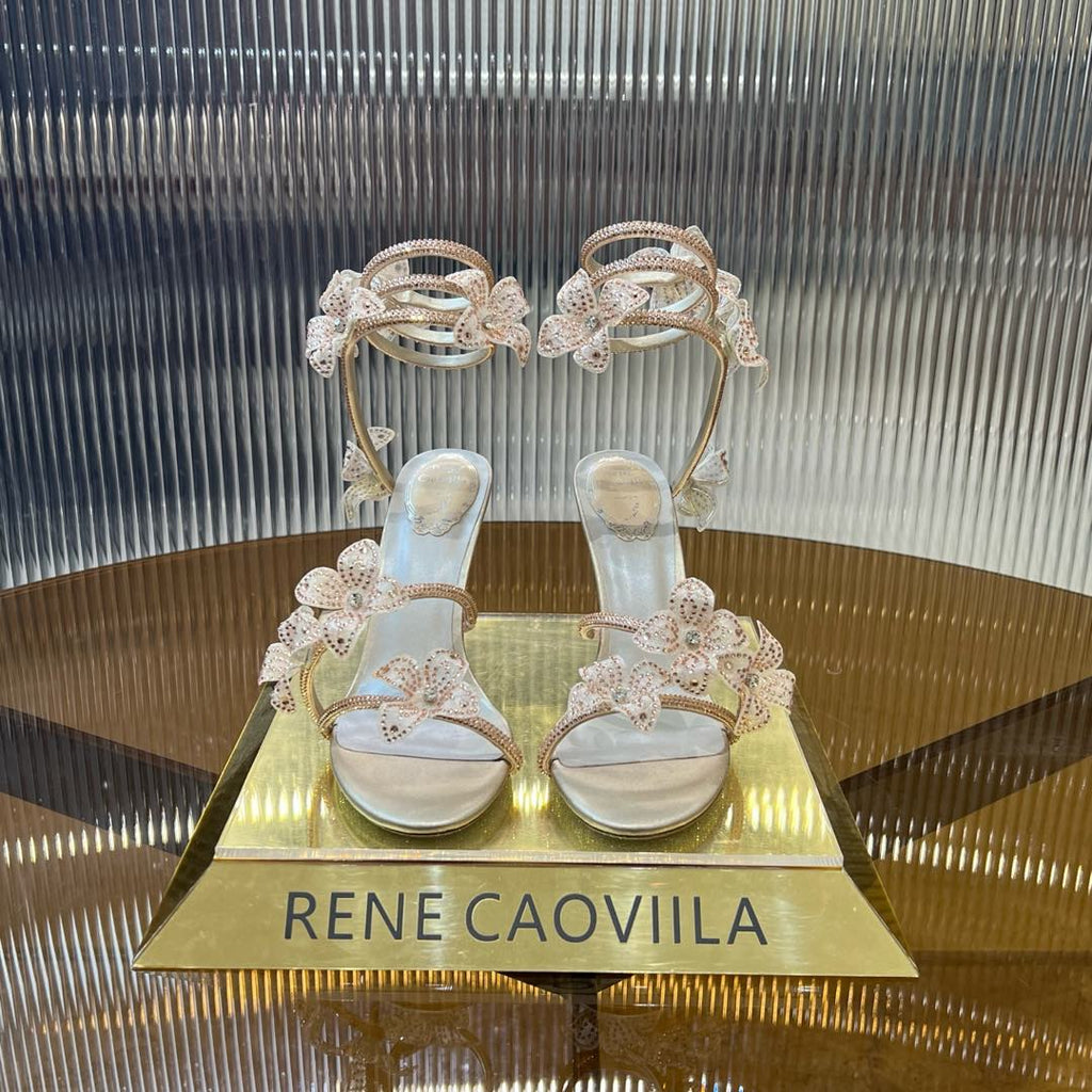 MARGOT WHITE SANDAL WITH FLOWERS 95 MM LIGHT PINK