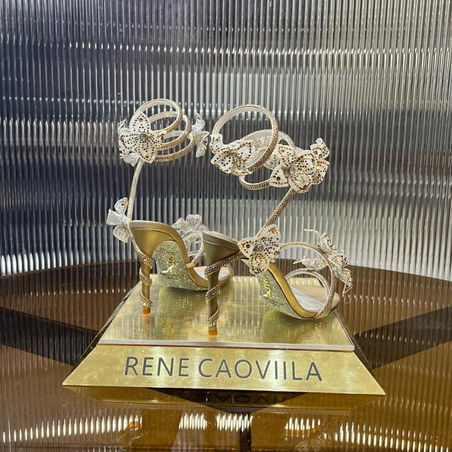 MARGOT WHITE SANDAL WITH FLOWERS 95 MM LIGHT GOLD