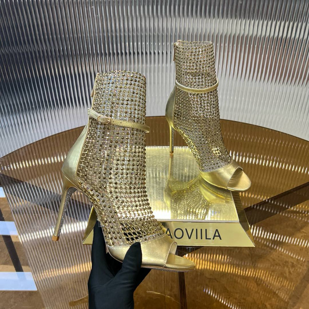 GALAXIA METALLIC ANTHRACITE SANDAL 95 MM GOLD