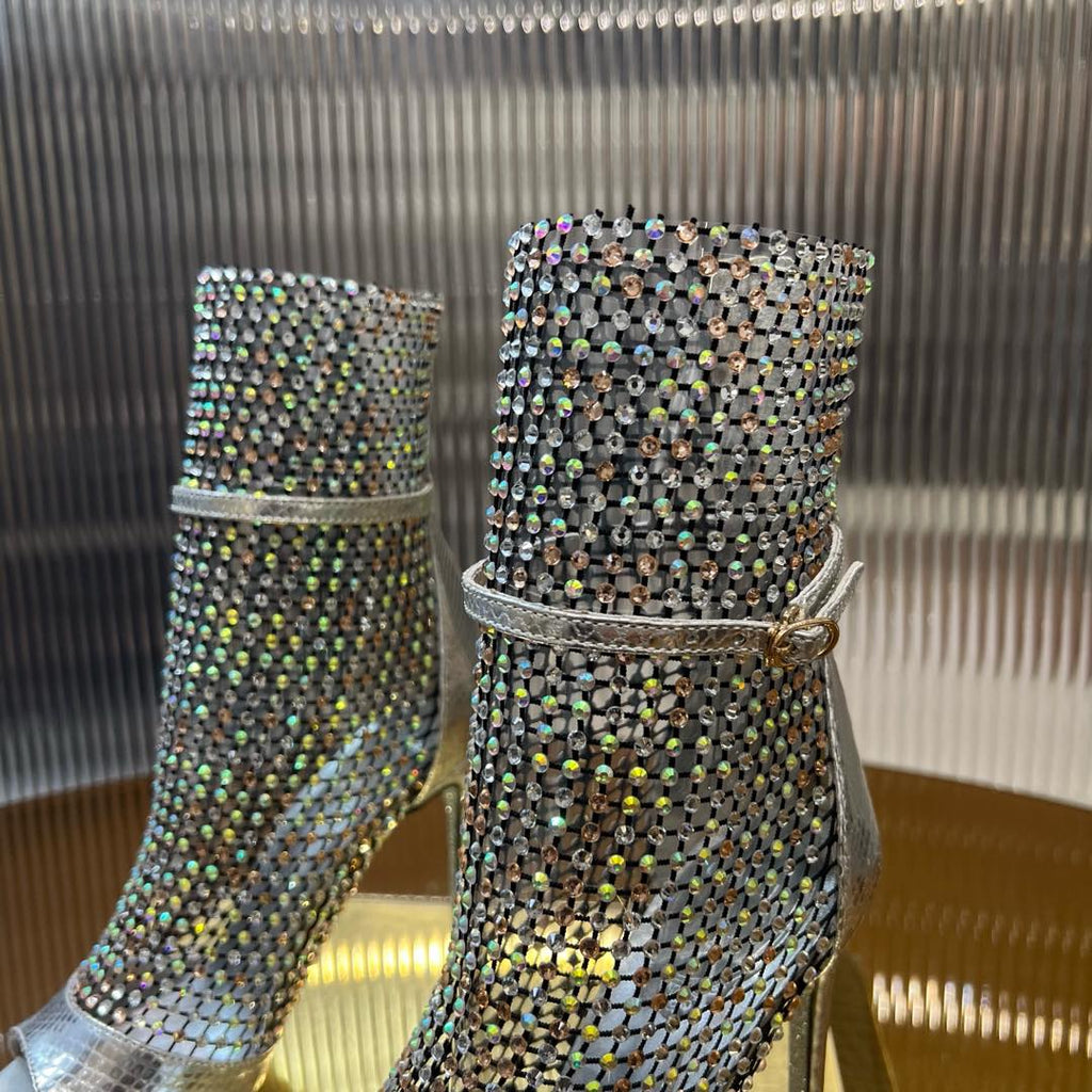 GALAXIA METALLIC ANTHRACITE SANDAL 95 MM SILVER