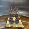 RENE CAOVILLA 26S FLORIANE HIGH HEELS 95 MM IN BROWN LAMBSKIN FLOWER EMBELLISHED STRAP