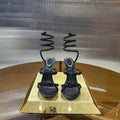 RENE CAOVILLA 26S CRYSTAL WRAP HEELS 95 MM IN BLACK LAMBSKIN