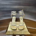 RENE CAOVILLA 26S STILETTO SANDALS 95 MM IN LIGHT GOLD LAMBSKIN
