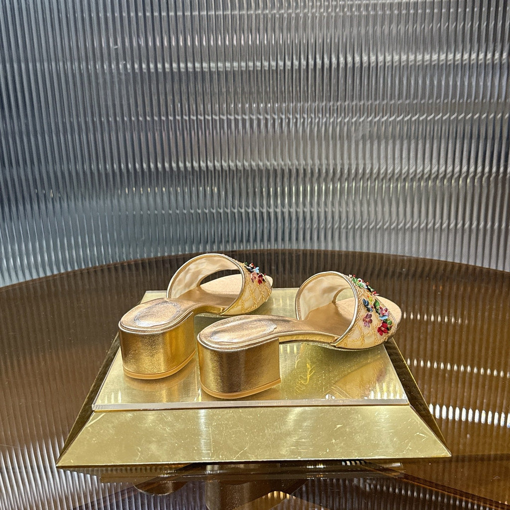 RENE CAOVILLA 26S HIGH-HEEL SANDALS 45 MM IN BEIGE MESH AND METALLIC GOLD LAMBSKIN