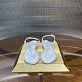 RENE CAOVILLA 26S EMBELLISHED THONG SANDALS IN WHITE LAMBSKIN STYLE 1