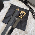 YSL 25S BELT 25 MM IN BLACK GLOSSY CALFSKIN 558367
