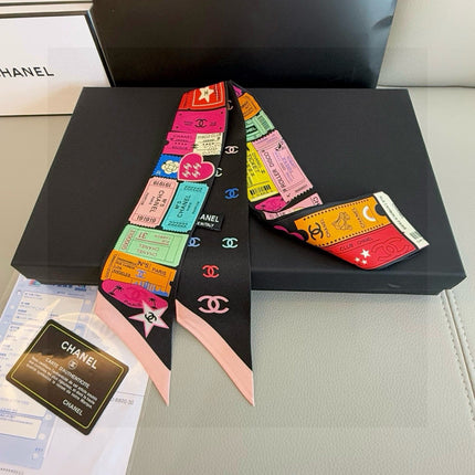 CHANEL 26S TWILLY SCARF 120 IN SILK 435389