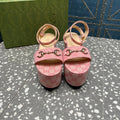 GG  HORSEBIT FLATFORM SANDAL LIGHT PINK CALFSKIN