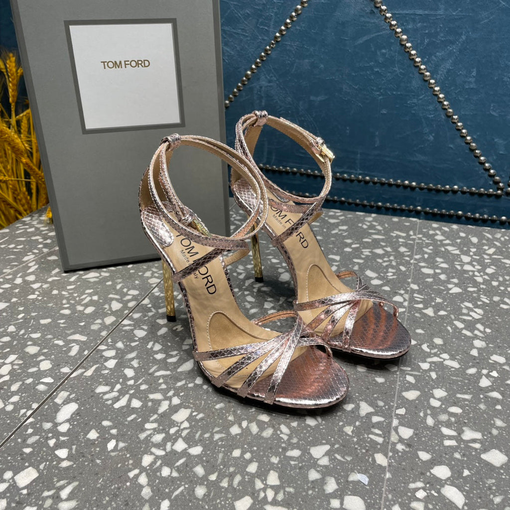 IDA SANDAL 10 CM IN COPPER SNAKE PATTERNED CALFSKIN