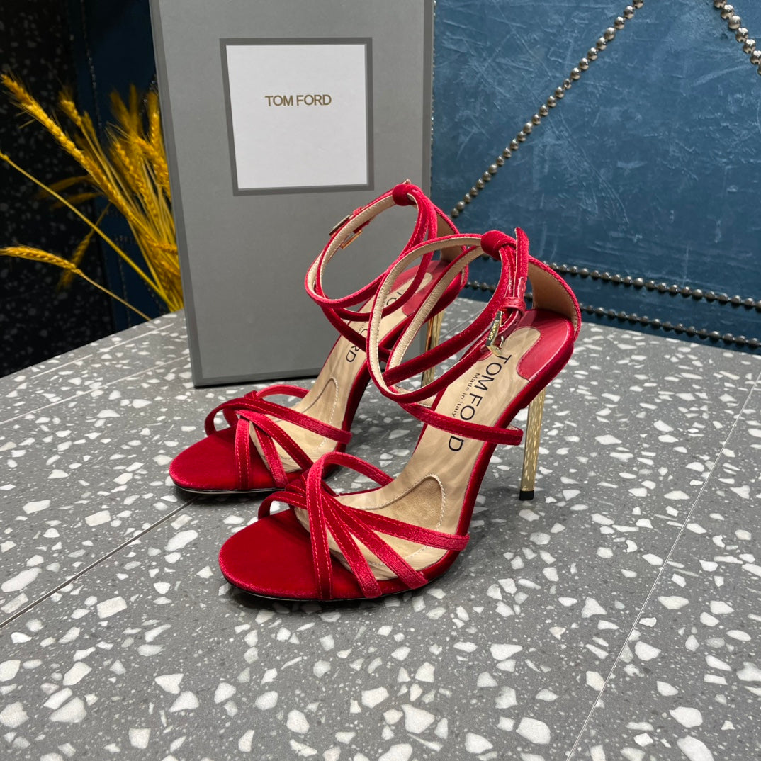 VELVET IDA SANDAL 10 CM CHERRY RED