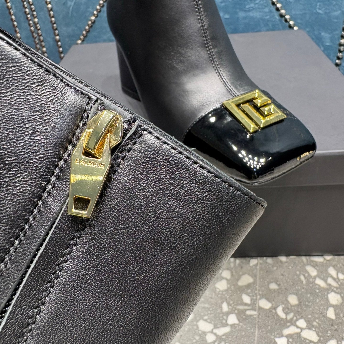 BALMAIN 26S BOOTS 65 MM IN BLACK CALFSKIN