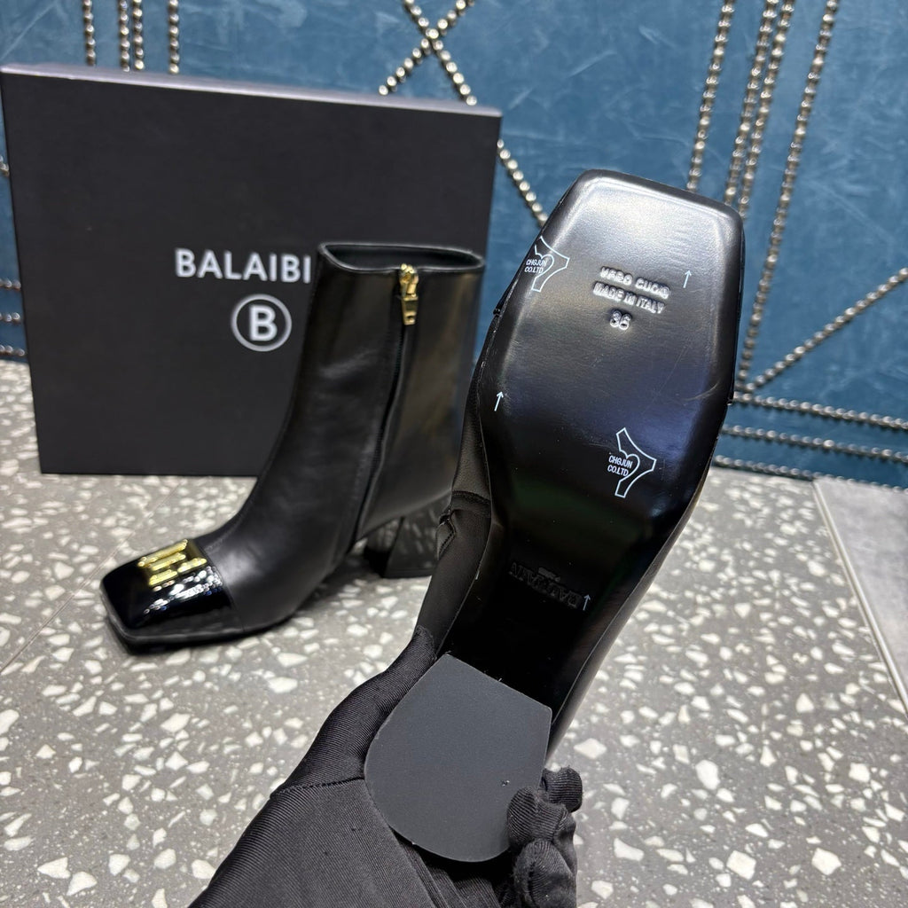 BALMAIN 26S BOOTS 65 MM IN BLACK CALFSKIN