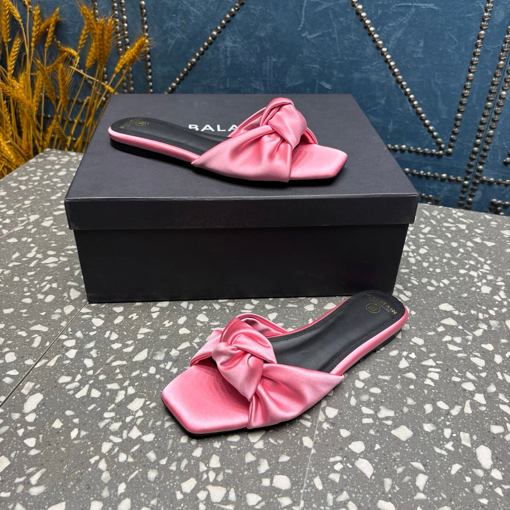 BALMAIN 26S SLIDES IN PINK SATIN
