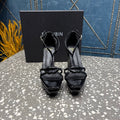 BALMAIN 26S HIGH-HEELED SANDALS 105 MM IN BLACK CALFSKIN STYLE 8