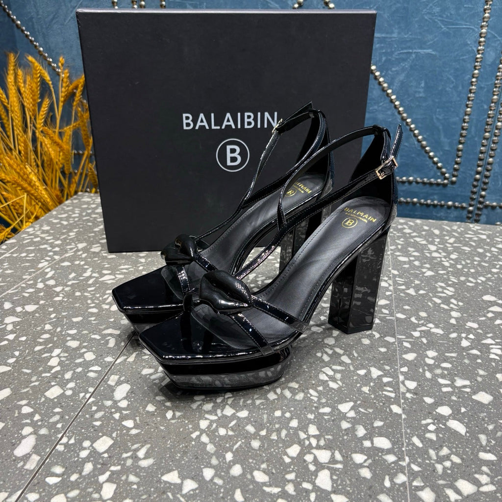 BALMAIN 26S HIGH-HEELED SANDALS 105 MM IN BLACK CALFSKIN STYLE 8