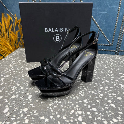 BALMAIN 26S HIGH-HEELED SANDALS 105 MM IN BLACK CALFSKIN STYLE 8