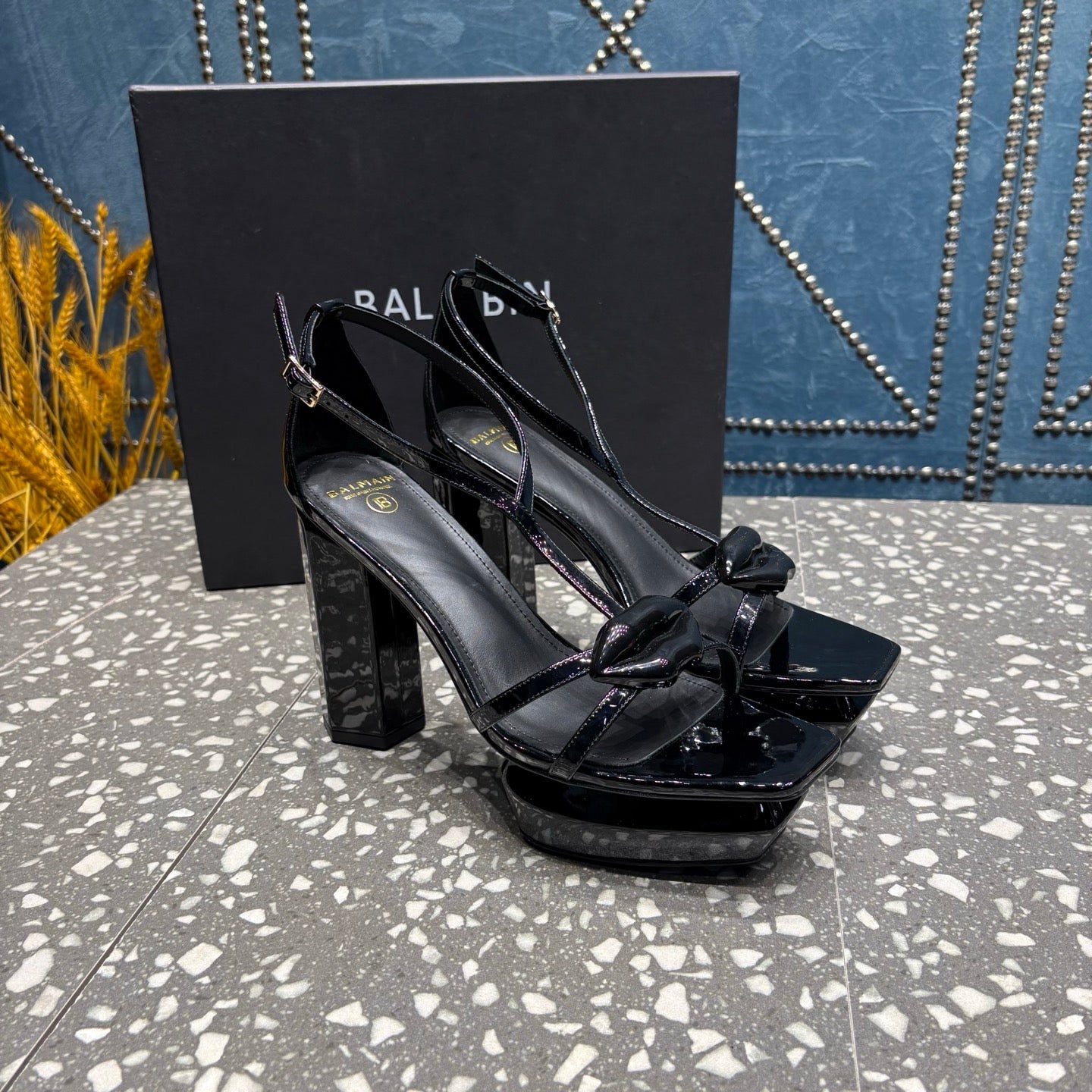 BALMAIN 26S HIGH-HEELED SANDALS 105 MM IN BLACK CALFSKIN STYLE 8