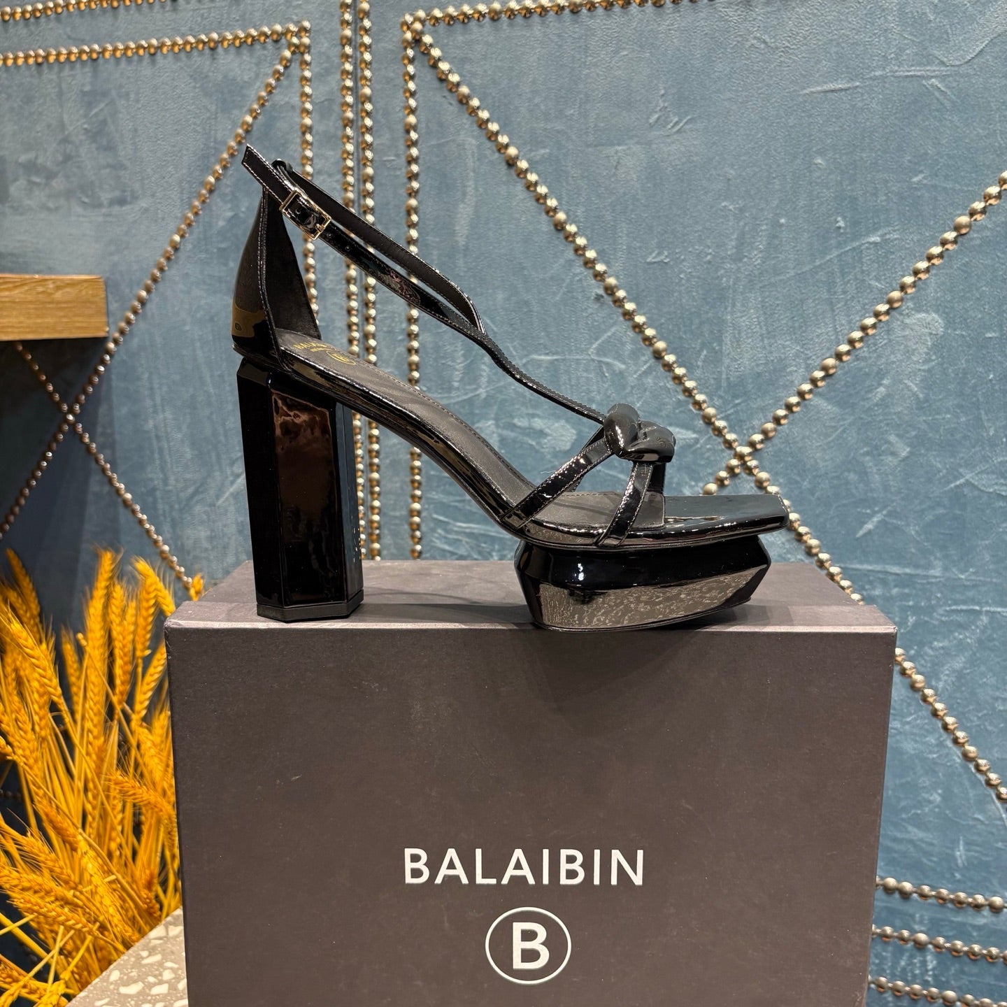 BALMAIN 26S HIGH-HEELED SANDALS 105 MM IN BLACK CALFSKIN STYLE 8