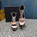 BALMAIN 26S HIGH-HEELED SANDALS 105 MM IN LIGHT PINK CALFSKIN STYLE 7