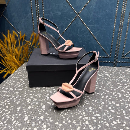 BALMAIN 26S HIGH-HEELED SANDALS 105 MM IN LIGHT PINK CALFSKIN STYLE 7