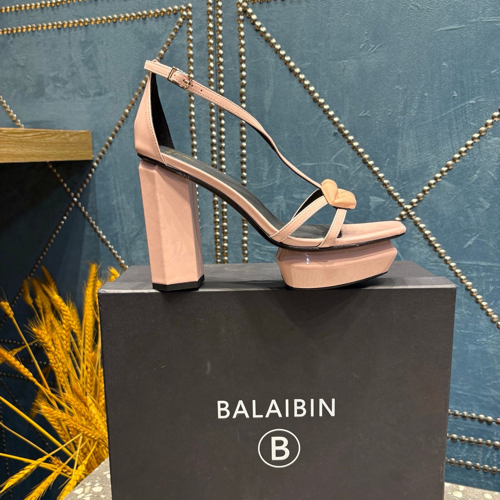 BALMAIN 26S HIGH-HEELED SANDALS 105 MM IN LIGHT PINK CALFSKIN STYLE 7