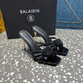 BALMAIN 26S HIGH-HEELED SANDALS 95 MM IN BLACK CALFSKIN STYLE 7