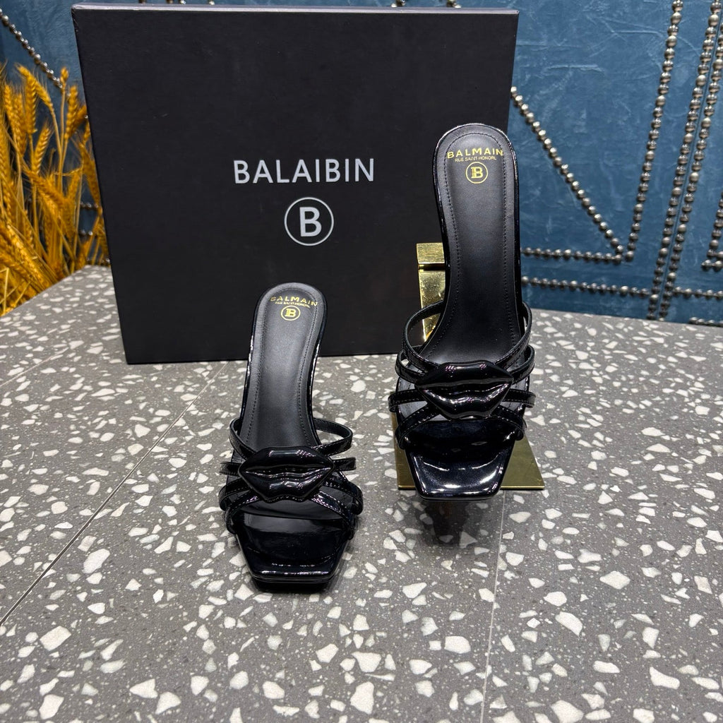BALMAIN 26S HIGH-HEELED SANDALS 95 MM IN BLACK CALFSKIN STYLE 3