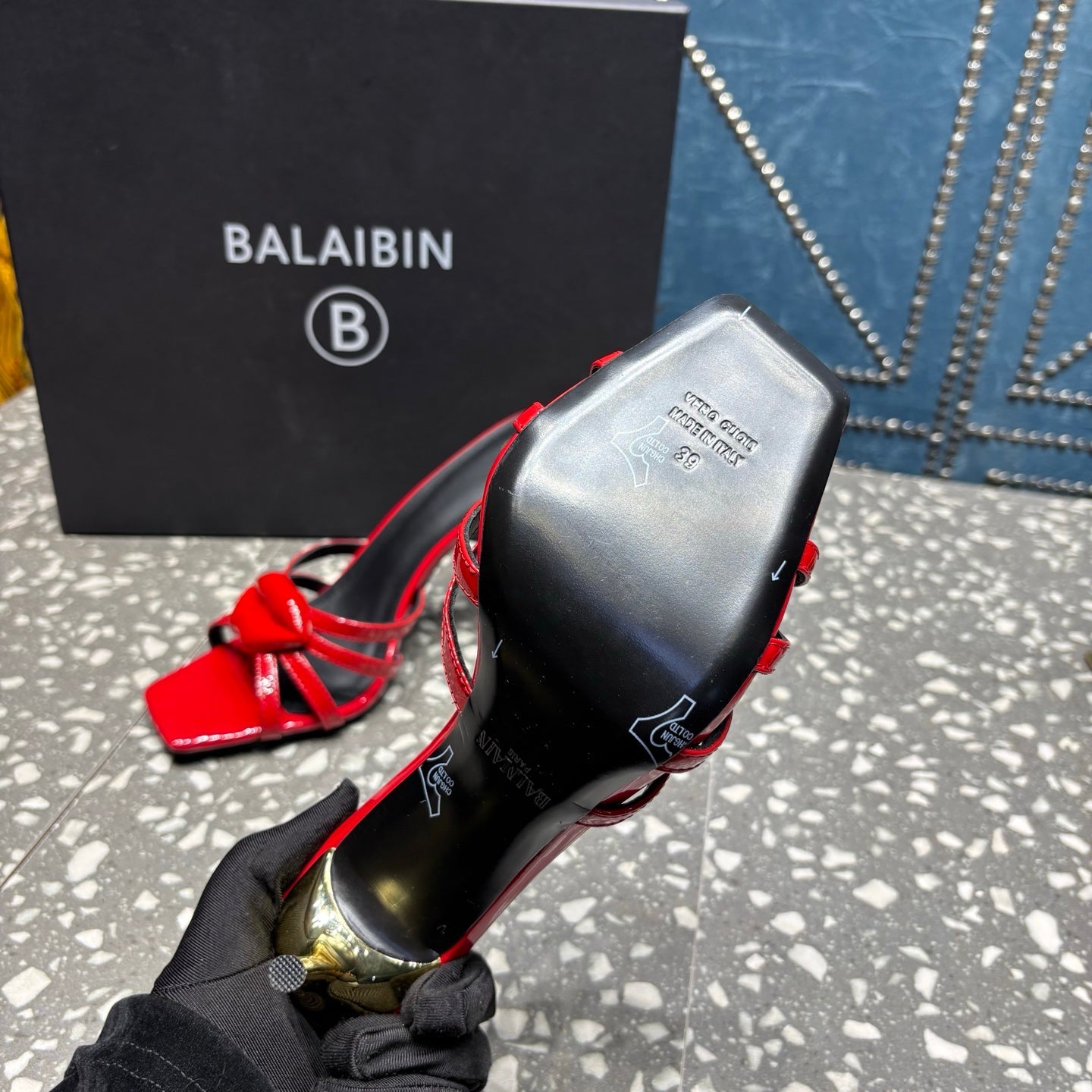 BALMAIN 26S HIGH-HEELED SANDALS 95 MM IN RED CALFSKIN STYLE 1