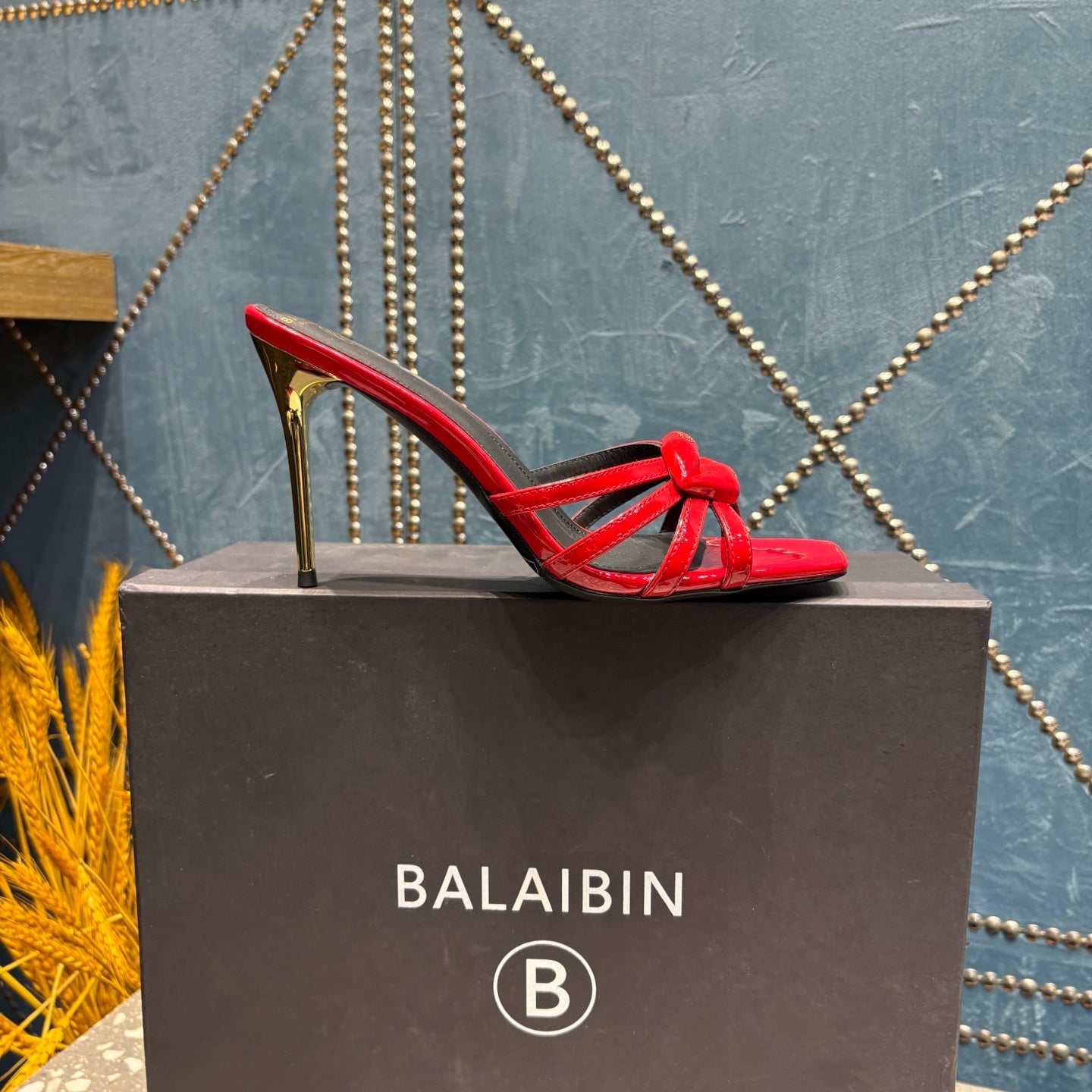 BALMAIN 26S HIGH-HEELED SANDALS 95 MM IN RED CALFSKIN STYLE 1
