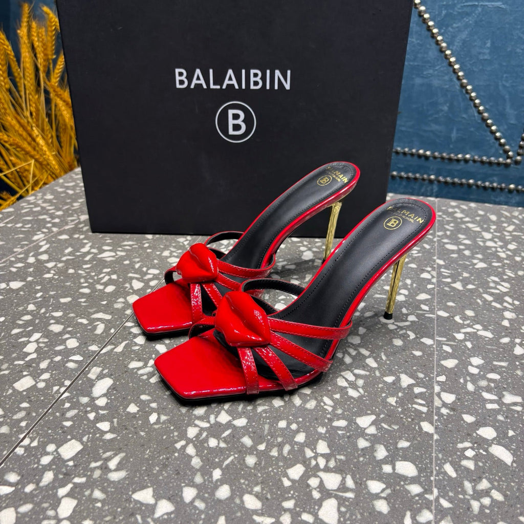 BALMAIN 26S HIGH-HEELED SANDALS 95 MM IN RED CALFSKIN STYLE 1