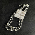 CHANEL 26S DOUBLE C LOGO PEARL & CRYSTAL LAYERED CHAIN NECKLACE IN SILVER METAL 629169