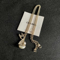 CHANEL 26S DOUBLE C LOGO SAILBOAT PENDANT NECKLACE WITH PEARL IN GOLD METAL 630060
