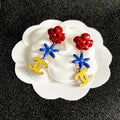 CHANEL 26S DOUBLE C LOGO MULTICOLOR FLORAL & STAR DROP EARRINGS IN GOLD METAL 630065