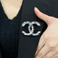 CHANEL 26S DOUBLE C LOGO MULTICOLOR BEADED & STARFISH DETAIL BROOCH IN GOLD METAL 629908