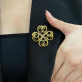CHANEL 26S DOUBLE C LOGO HEART CLOVER BROOCH IN GOLD METAL 629910