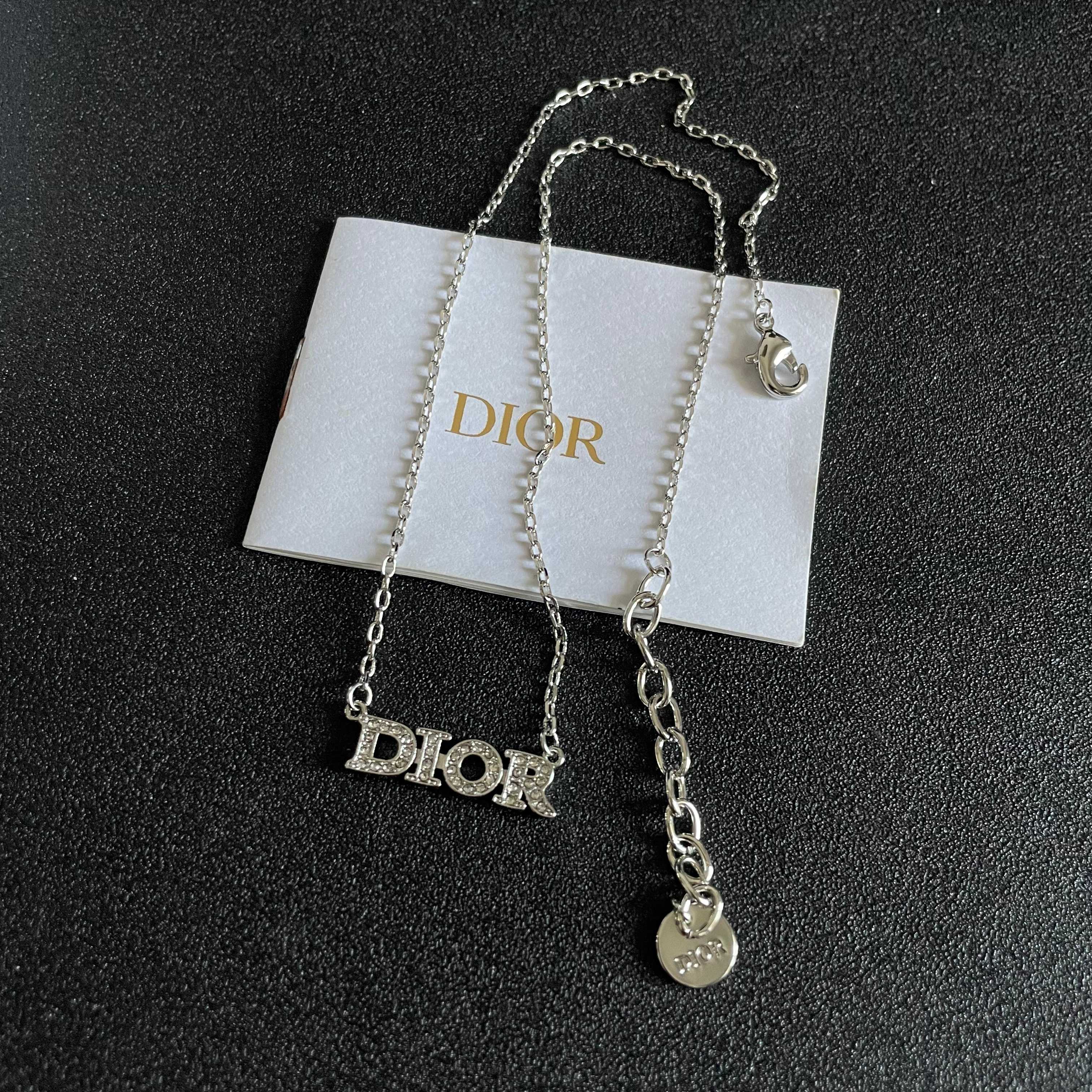 CD 26S PAVE LOGO LETTER NECKLACE IN SILVER TONE METAL 631805