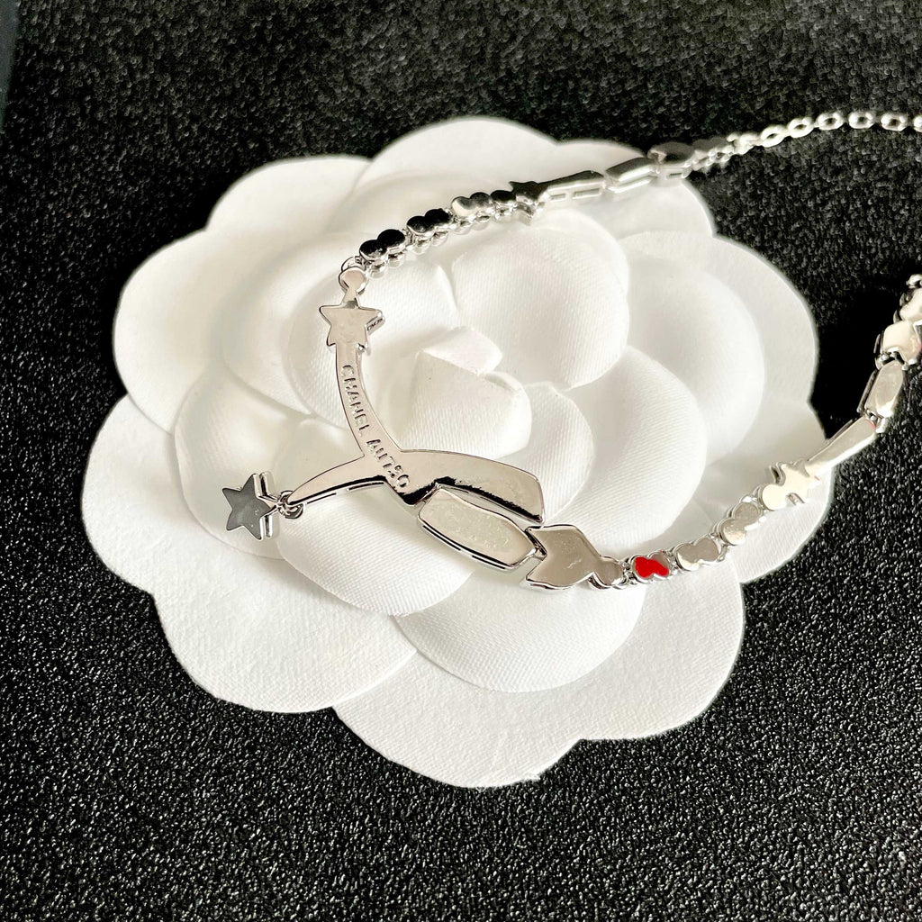 CHANEL 26S CRYSTAL STAR CHARM NECKLACE IN ROSE SILVER  METAL 631897