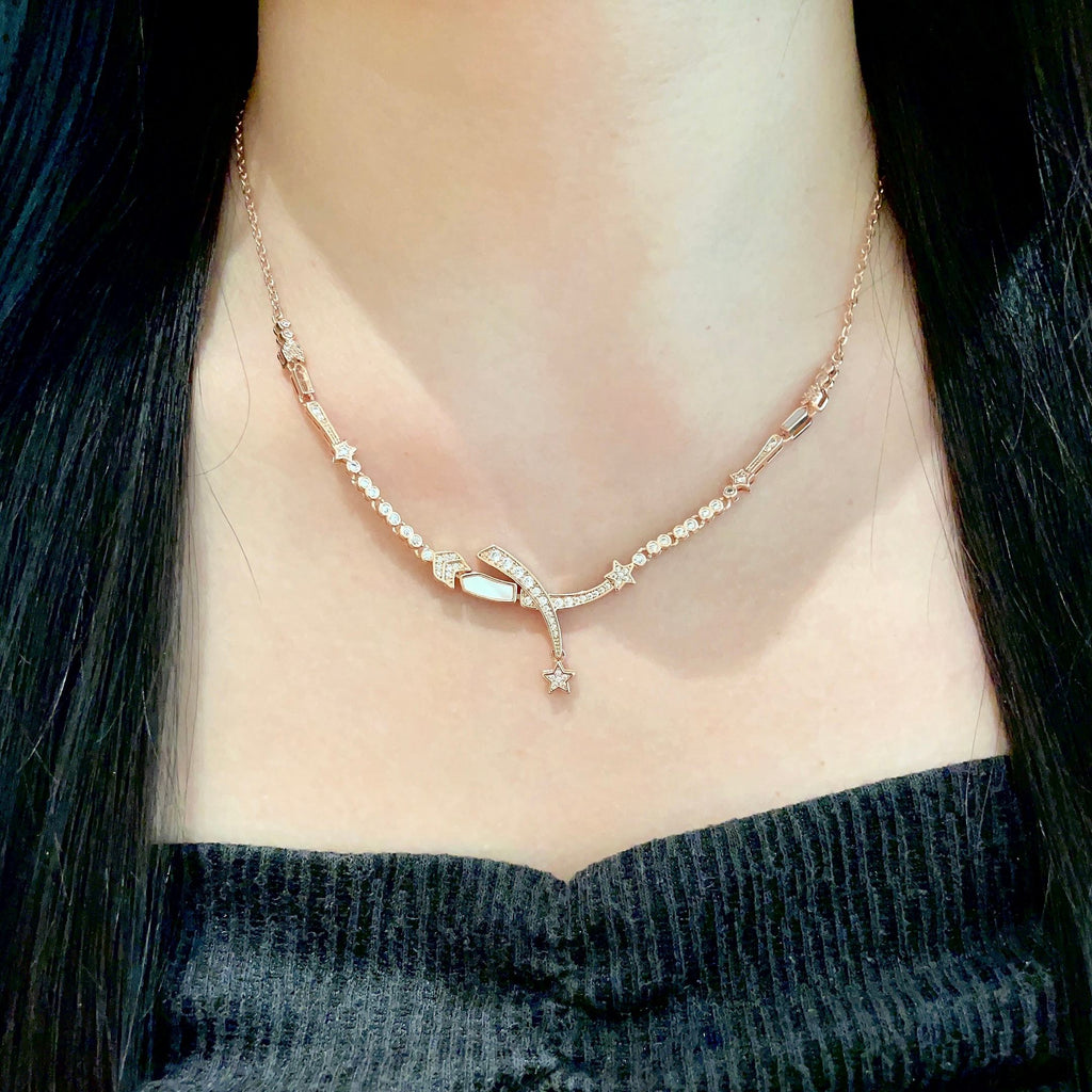 CHANEL 26S CRYSTAL STAR CHARM NECKLACE IN ROSE GOLD METAL 631898