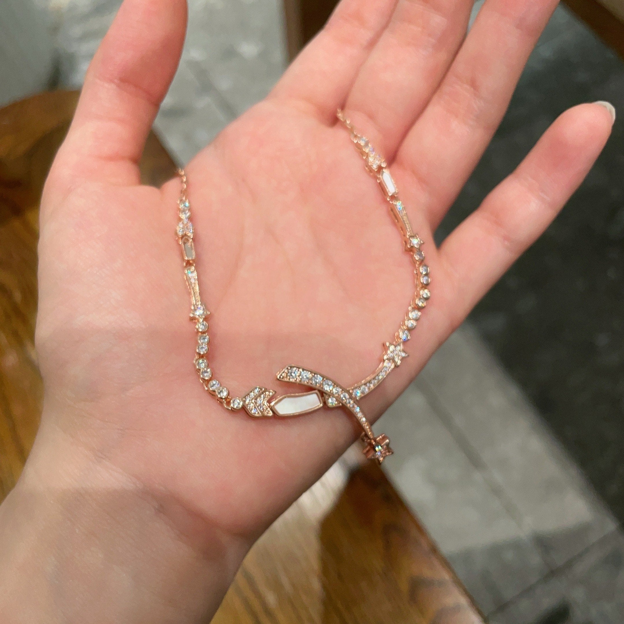 CHANEL 26S CRYSTAL STAR CHARM NECKLACE IN ROSE GOLD METAL 631898