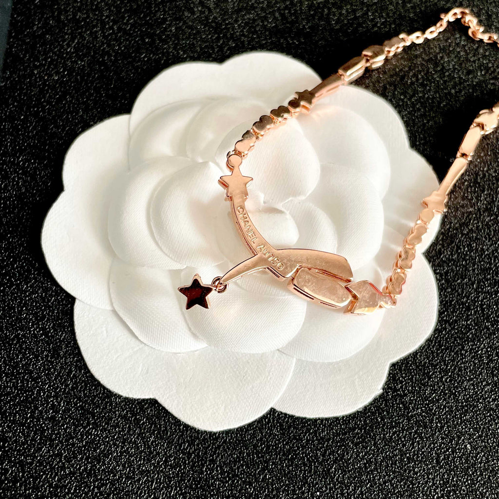CHANEL 26S CRYSTAL STAR CHARM NECKLACE IN ROSE GOLD METAL 631898