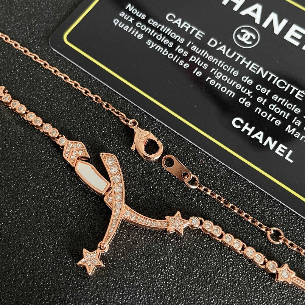 CHANEL 26S CRYSTAL STAR CHARM NECKLACE IN ROSE GOLD METAL 631898