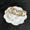 CHANEL 26S DOUBLE C LOGO CRYSTAL STUD EARRINGS IN GOLD METAL 631903