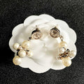 CHANEL 26S CHANEL CC LOGO PEARL CLUSTER DROP EARRINGS IN GOLD METAL 633301